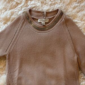 Burberry Women's Beige Sweater with Embellished Neckline